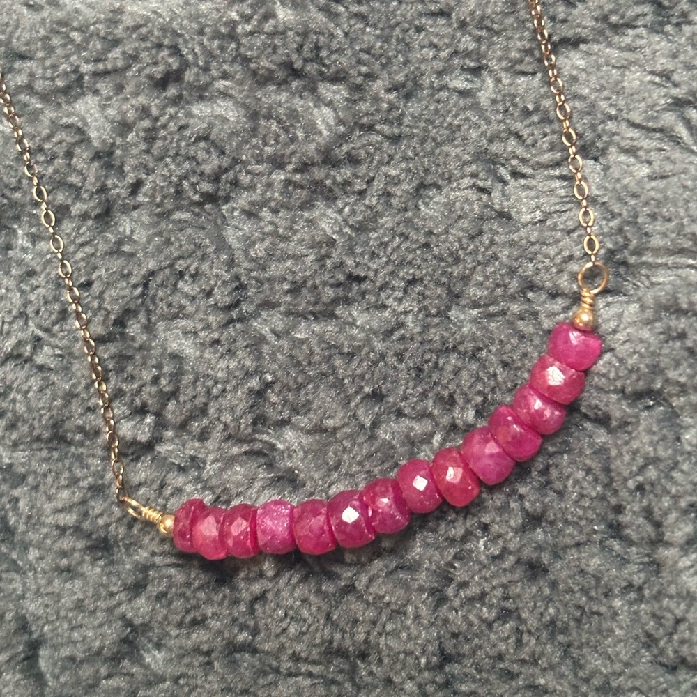 Rough-cut ruby 17” necklace